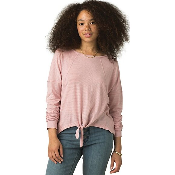 Prana Pink Striped Tie-Front Haddie Top, Size M - Picture 1 of 8